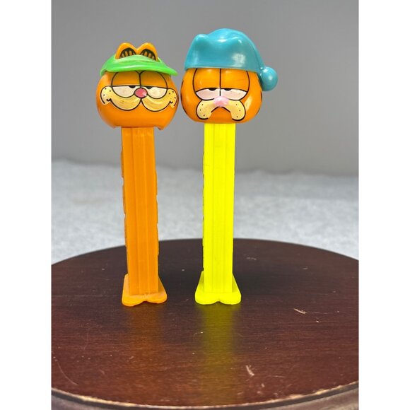 Vintage Garfield PEZ Dispensers Lot of 2 Orange & Yellow 1970s/1980s Green & Blu - Picture 7 of 7